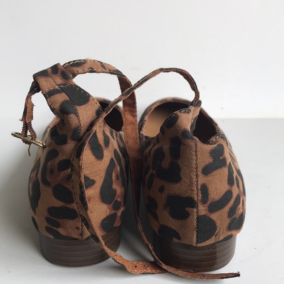Gap Leopard Farbric Ankle Strap Ballet Flats 8 NEW - Picture 5 of 8